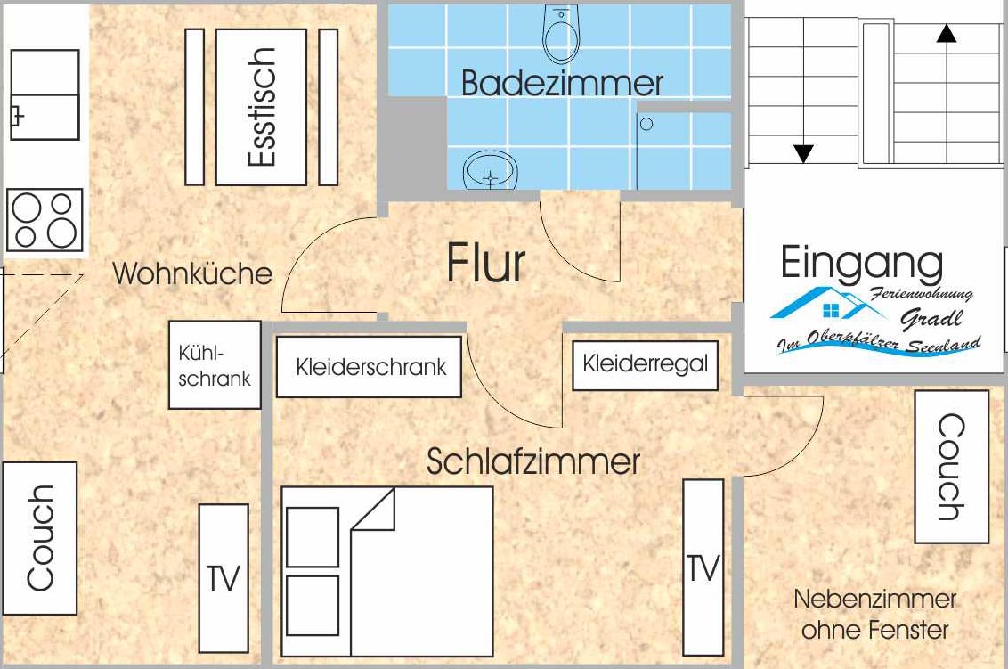 Grundriss der Ferienwohnung Gradl in Klardorf